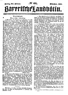 Bayerische Landbötin Freitag 21. Februar 1851