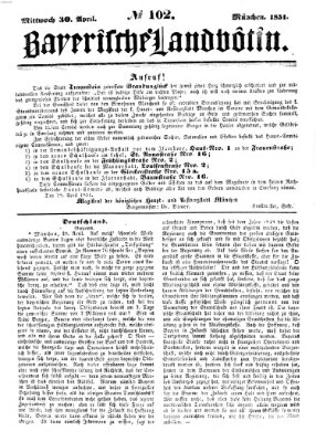 Bayerische Landbötin Mittwoch 30. April 1851