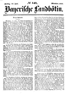 Bayerische Landbötin Freitag 13. Juni 1851