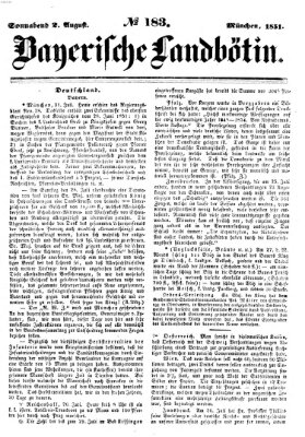 Bayerische Landbötin Samstag 2. August 1851