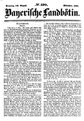 Bayerische Landbötin Sonntag 10. August 1851