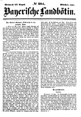 Bayerische Landbötin Mittwoch 27. August 1851