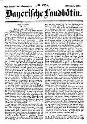 Bayerische Landbötin Samstag 20. September 1851