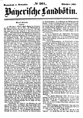 Bayerische Landbötin Samstag 1. November 1851