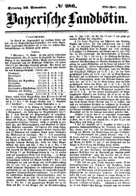 Bayerische Landbötin Sonntag 30. November 1851