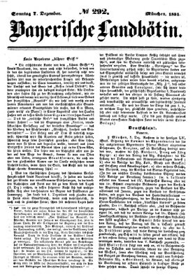 Bayerische Landbötin Sonntag 7. Dezember 1851