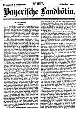 Bayerische Landbötin Samstag 4. September 1852