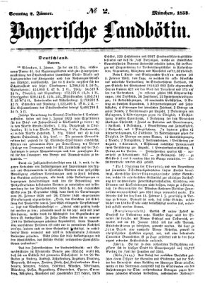 Bayerische Landbötin Sonntag 2. Januar 1853