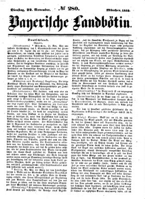 Bayerische Landbötin Dienstag 22. November 1853