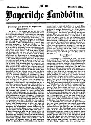 Bayerische Landbötin Sonntag 5. Februar 1854