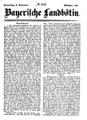 Bayerische Landbötin Donnerstag 7. September 1854