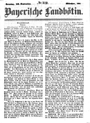 Bayerische Landbötin Sonntag 10. September 1854