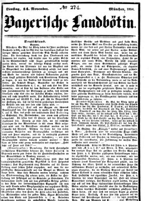 Bayerische Landbötin Dienstag 14. November 1854