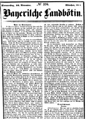 Bayerische Landbötin Donnerstag 16. November 1854