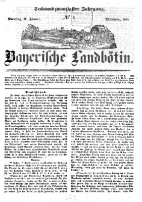 Bayerische Landbötin Dienstag 2. Januar 1855