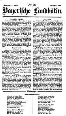 Bayerische Landbötin Sonntag 1. April 1860