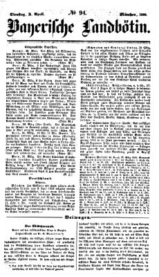 Bayerische Landbötin Dienstag 3. April 1860