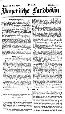 Bayerische Landbötin Samstag 21. April 1860