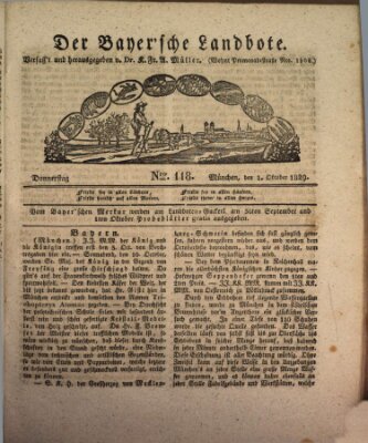 Der Bayerische Landbote Donnerstag 1. Oktober 1829