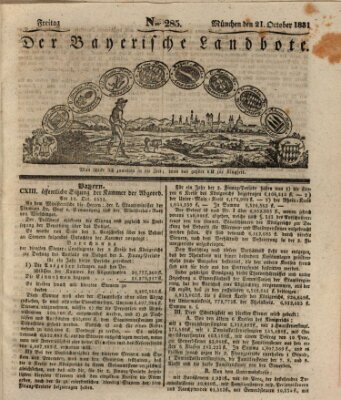 Der Bayerische Landbote Freitag 21. Oktober 1831
