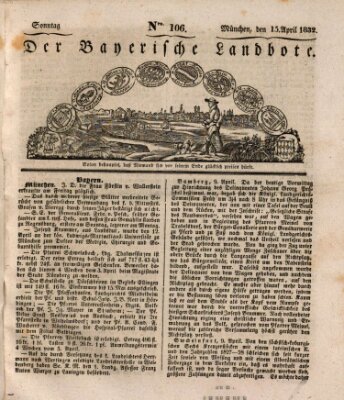 Der Bayerische Landbote Sonntag 15. April 1832