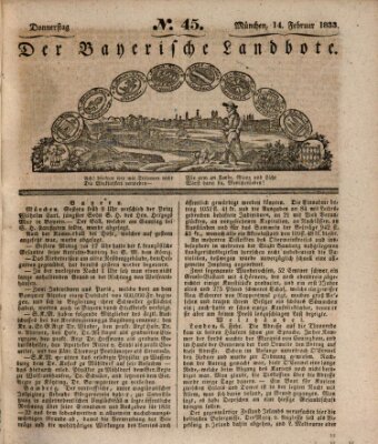 Der Bayerische Landbote Donnerstag 14. Februar 1833