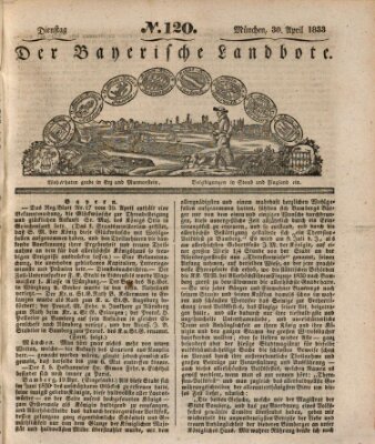 Der Bayerische Landbote Dienstag 30. April 1833