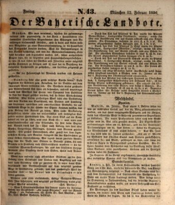 Der Bayerische Landbote Freitag 12. Februar 1836