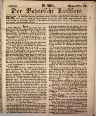 Der Bayerische Landbote Samstag 31. Dezember 1836