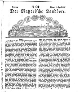 Der Bayerische Landbote Sonntag 2. April 1837