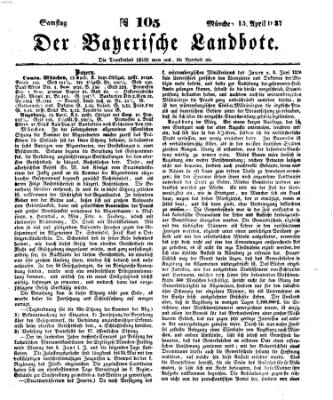 Der Bayerische Landbote Samstag 15. April 1837