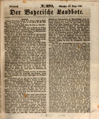 Der Bayerische Landbote Mittwoch 27. September 1837