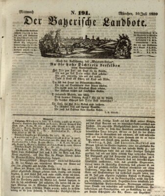 Der Bayerische Landbote Mittwoch 10. Juli 1839