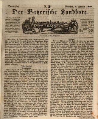 Der Bayerische Landbote Donnerstag 2. Januar 1840