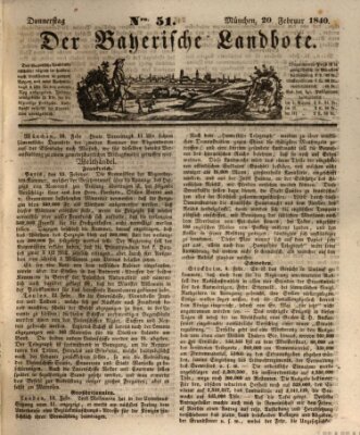 Der Bayerische Landbote Donnerstag 20. Februar 1840