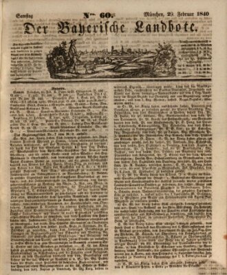 Der Bayerische Landbote Samstag 29. Februar 1840