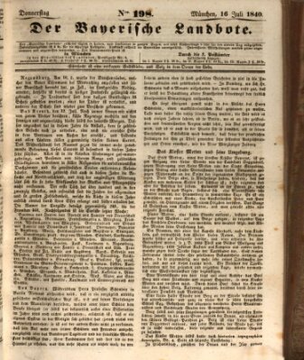 Der Bayerische Landbote Donnerstag 16. Juli 1840