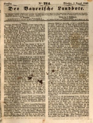 Der Bayerische Landbote Samstag 1. August 1840