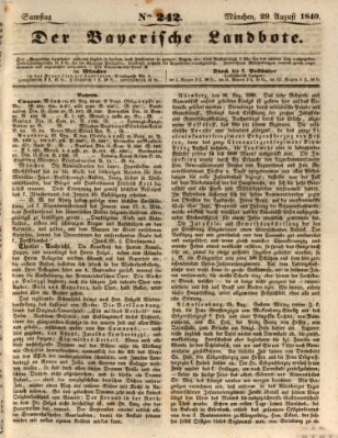 Der Bayerische Landbote Samstag 29. August 1840