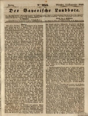 Der Bayerische Landbote Freitag 11. September 1840