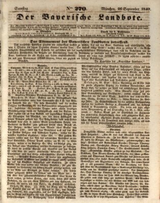 Der Bayerische Landbote Samstag 26. September 1840