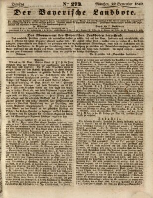 Der Bayerische Landbote Dienstag 29. September 1840