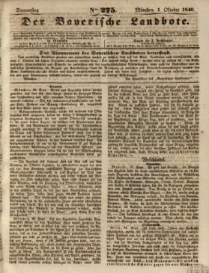 Der Bayerische Landbote Donnerstag 1. Oktober 1840