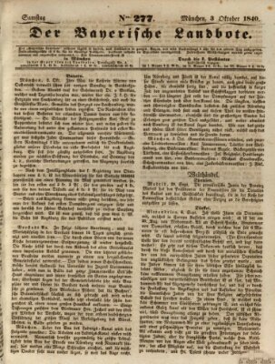 Der Bayerische Landbote Samstag 3. Oktober 1840