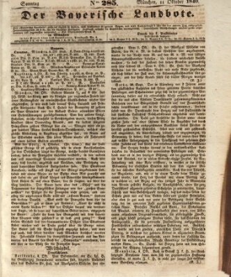 Der Bayerische Landbote Sonntag 11. Oktober 1840