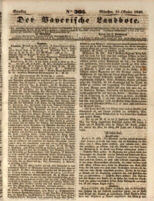 Der Bayerische Landbote Samstag 31. Oktober 1840