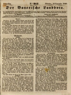 Der Bayerische Landbote Donnerstag 12. November 1840