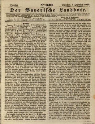 Der Bayerische Landbote Samstag 5. Dezember 1840