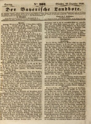 Der Bayerische Landbote Sonntag 27. Dezember 1840