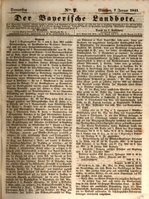 Der Bayerische Landbote Donnerstag 7. Januar 1841